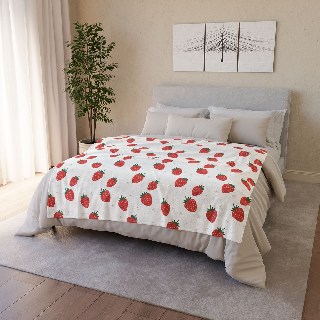 Strawberry Doodle - Soft Minky Blanket