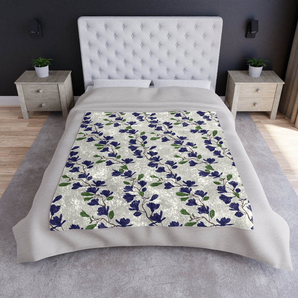 Indigo Magnolia - Crushed Velvet Blanket