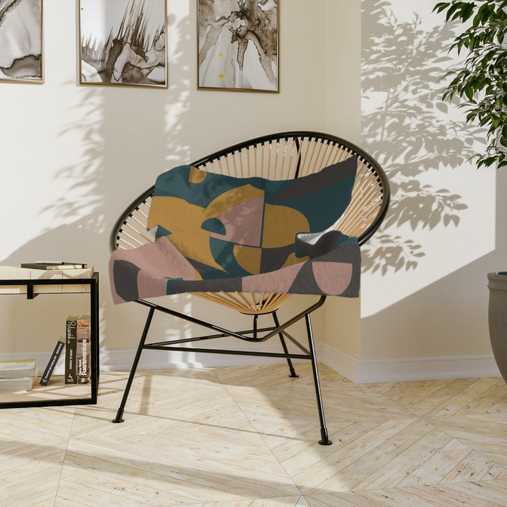 Muted Geometric - Velveteen Microfiber Blanket