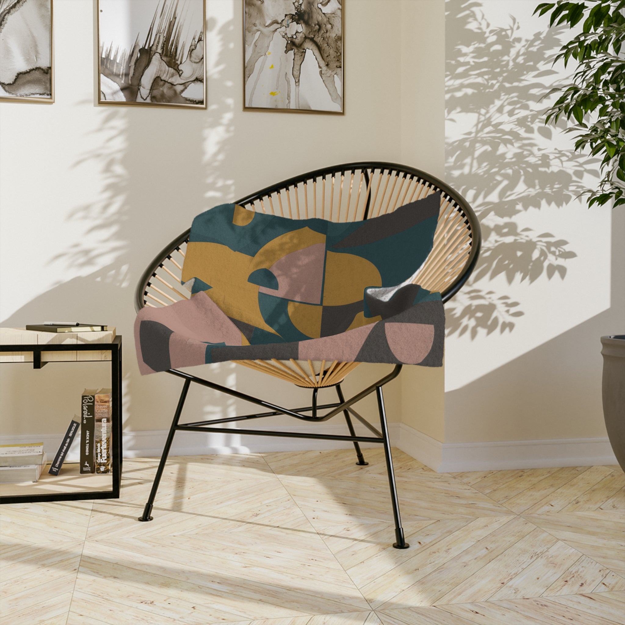 Muted Geometric - Velveteen Microfiber Blanket