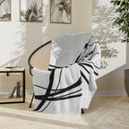 Curved Waves - Velveteen Microfiber Blanket