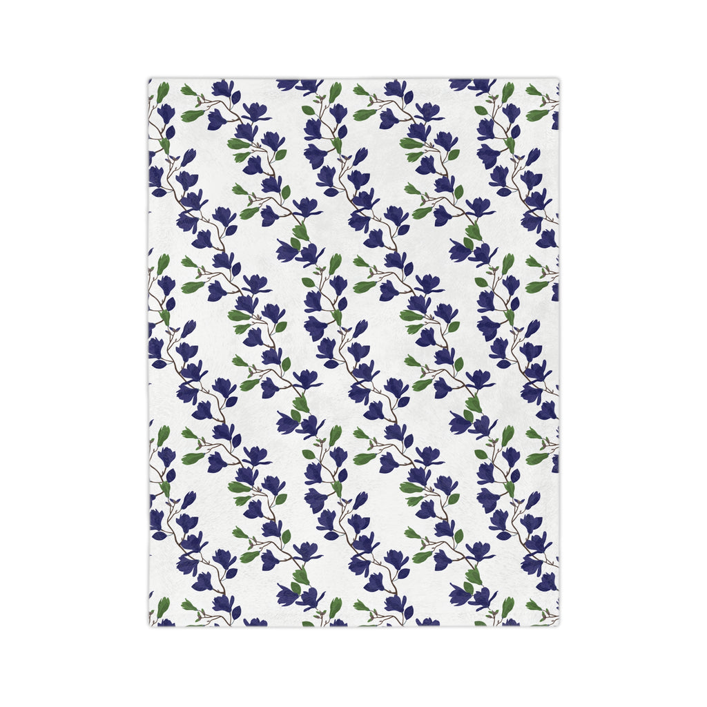 Indigo Magnolia - Velveteen Microfiber Blanket