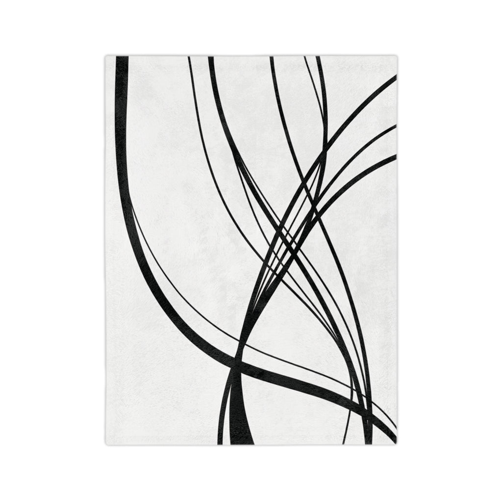 Curved Waves - Velveteen Microfiber Blanket