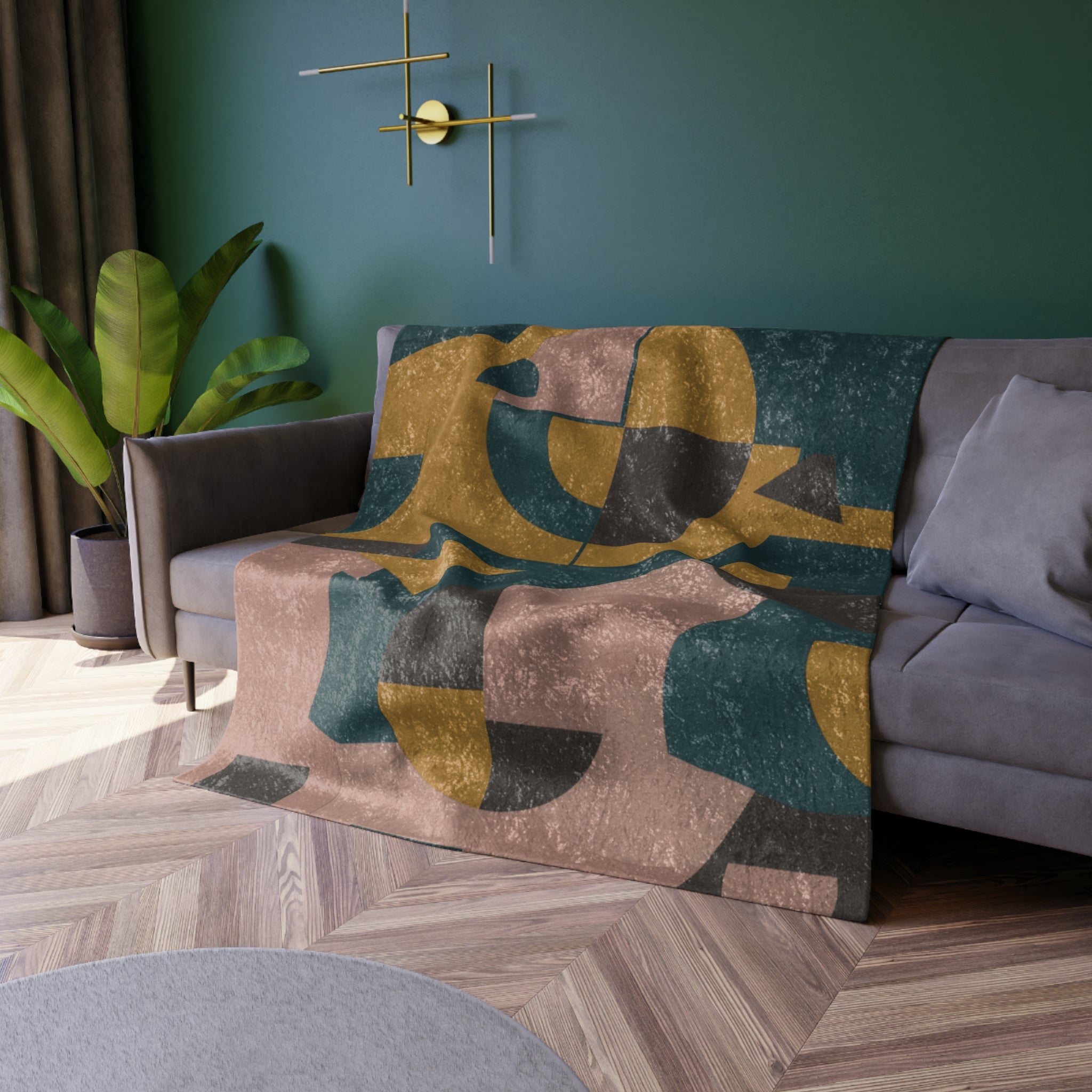 Muted Geometric - Crushed Velvet Blanket