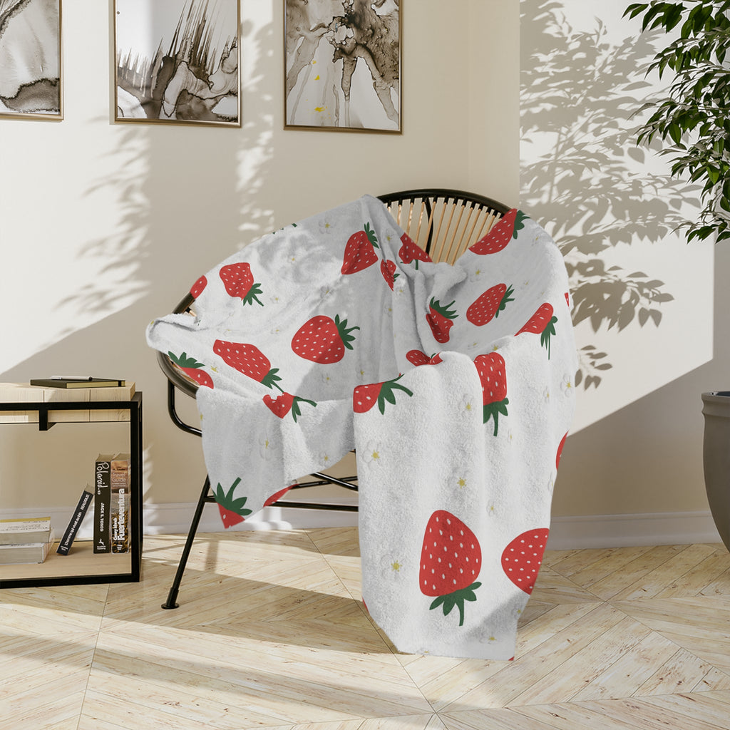 Strawberry Doodle - Velveteen Microfiber Blanket