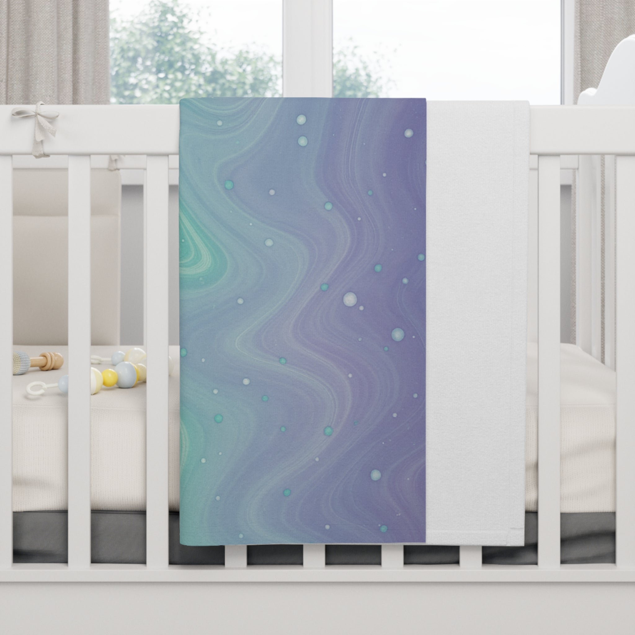 Aqua Dreamscape - Fleece Baby Blanket