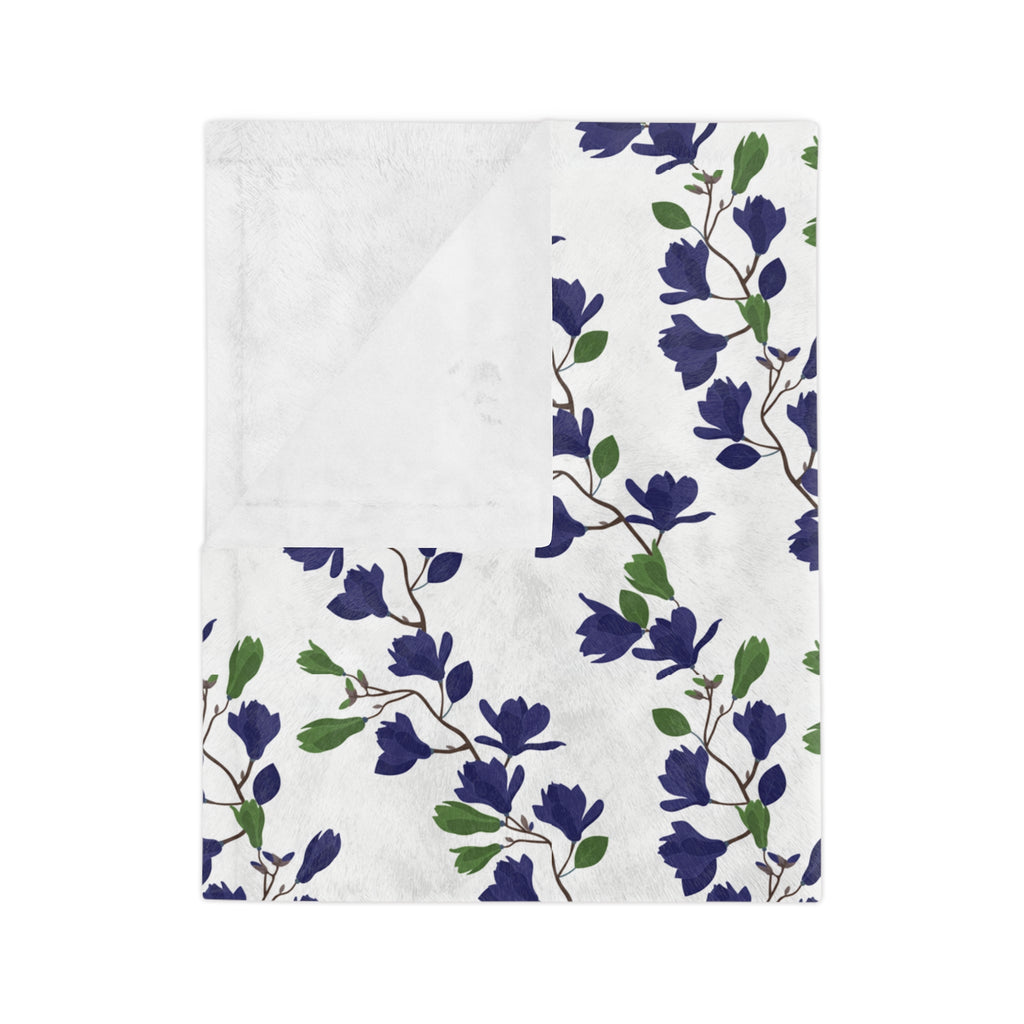 Indigo Magnolia - Velveteen Microfiber Blanket