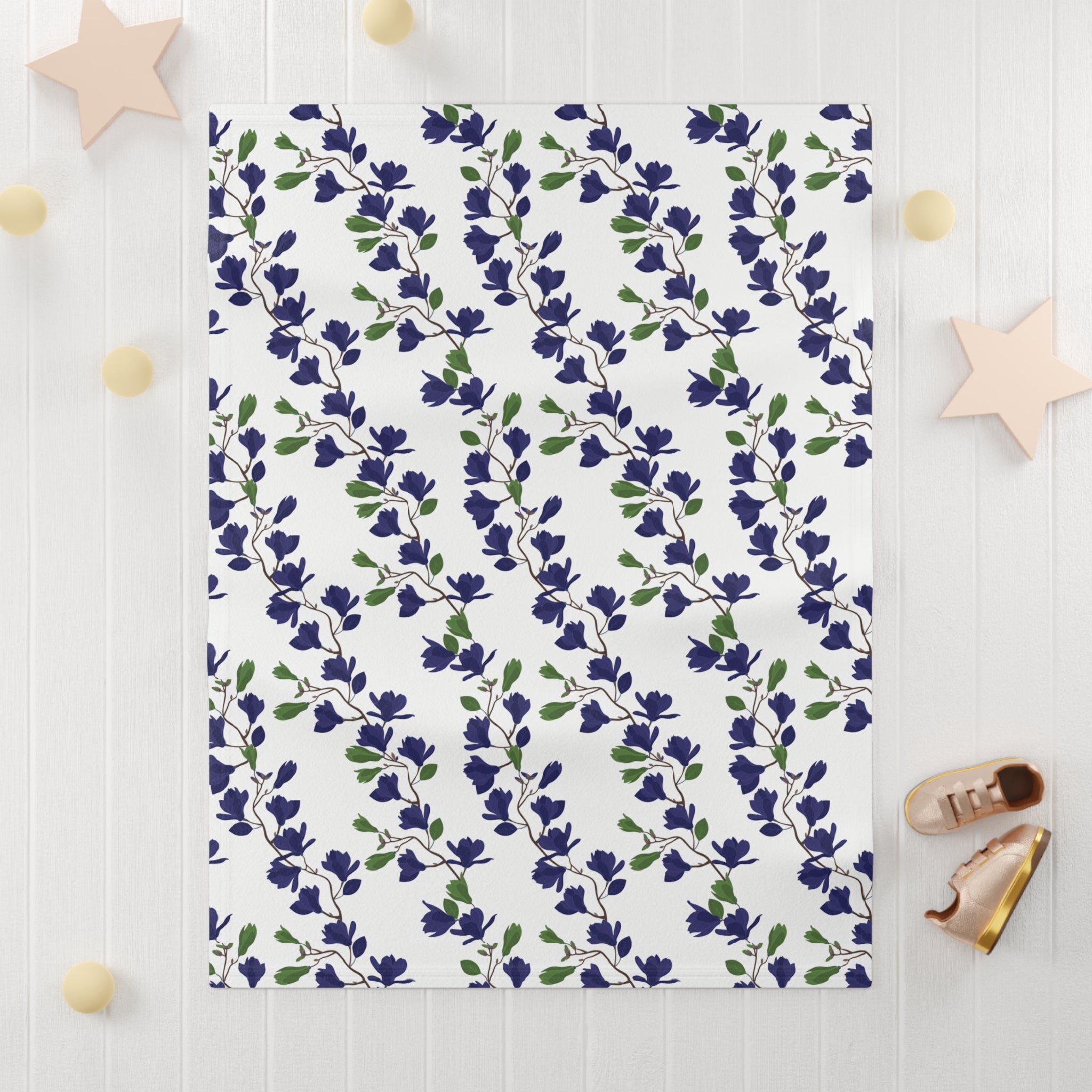 Indigo Magnolia - Soft Baby Blanket