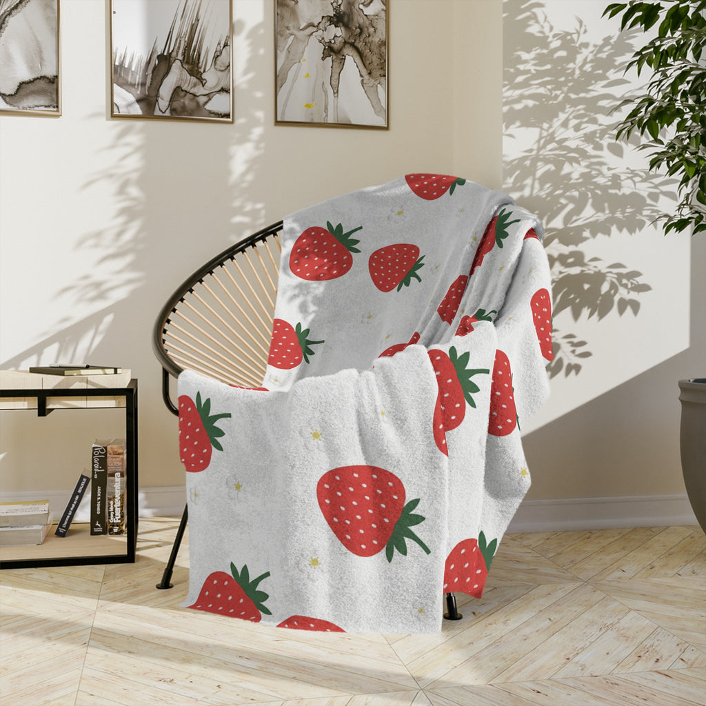 Strawberry Doodle - Velveteen Microfiber Blanket