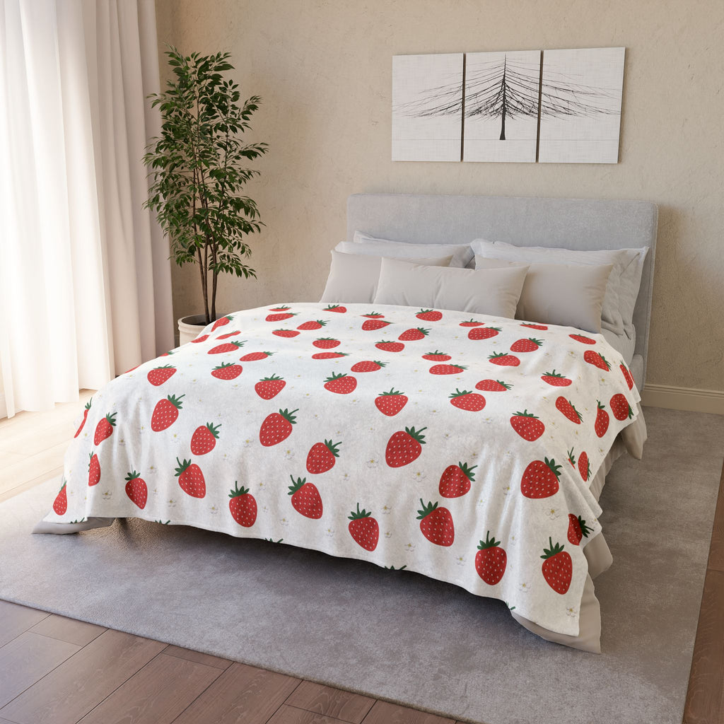 Strawberry Doodle - Soft Minky Blanket