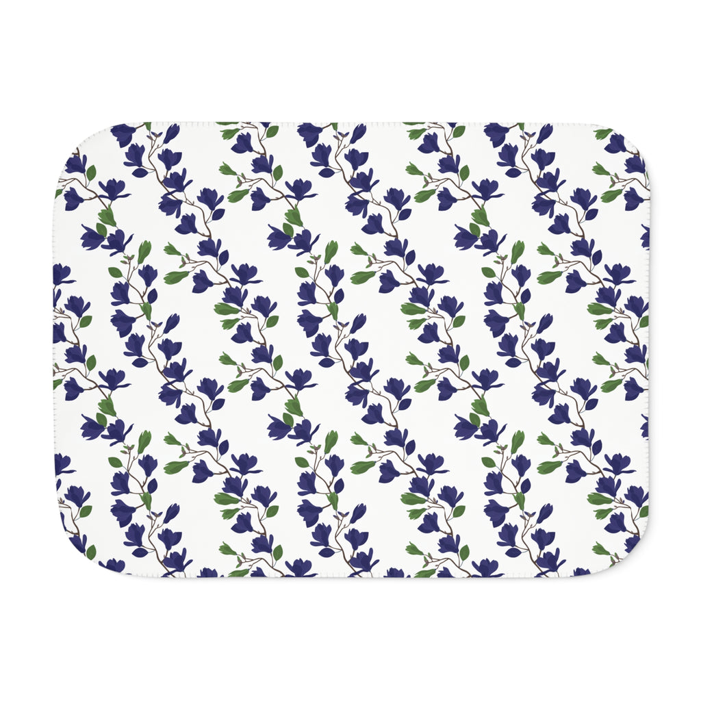 Indigo Magnolia - Sherpa Fleece Blanket
