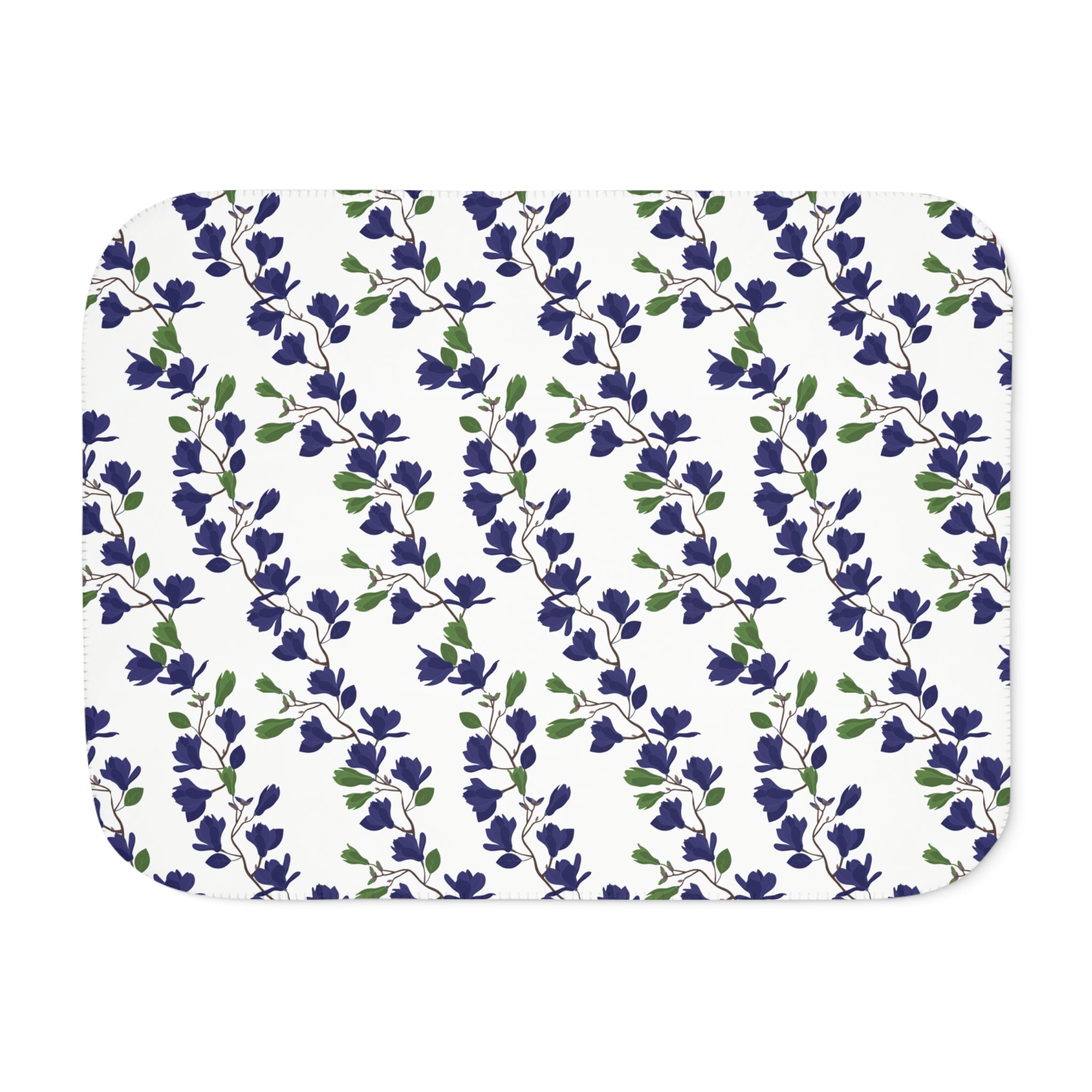 Indigo Magnolia - Sherpa Fleece Blanket