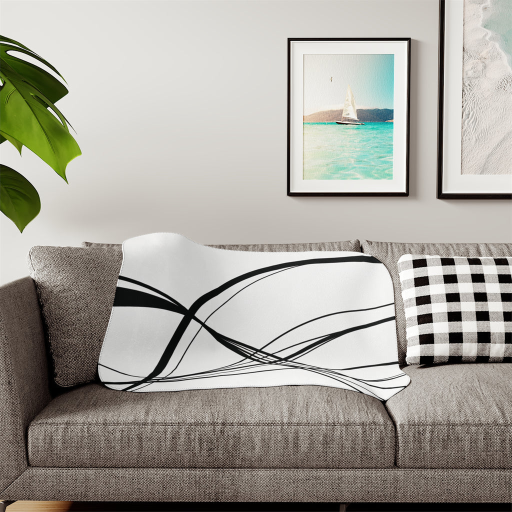 Curved Waves - Sherpa Fleece Blanket