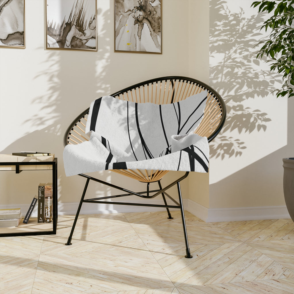 Curved Waves - Velveteen Microfiber Blanket