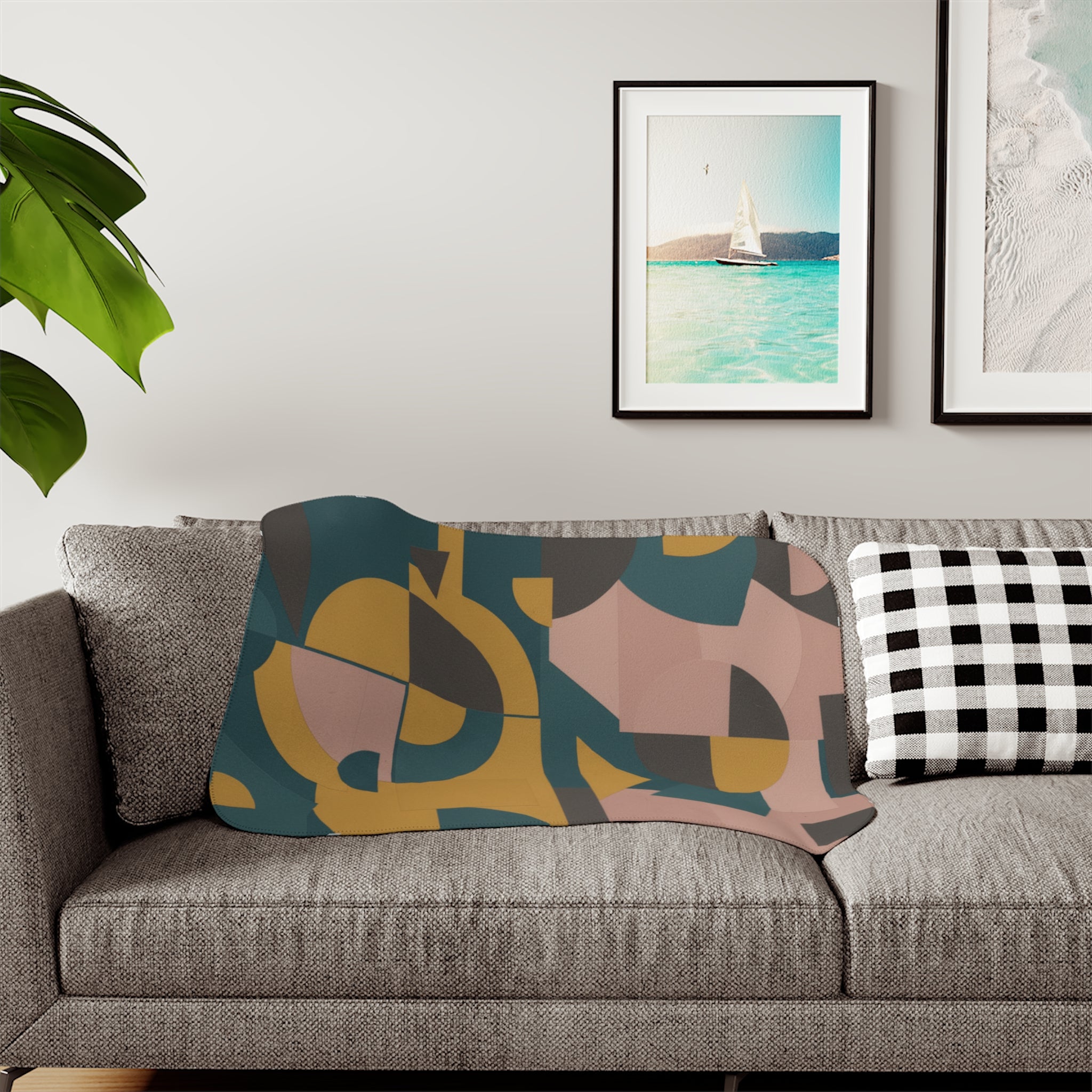 Muted Geometric - Sherpa Fleece Blanket