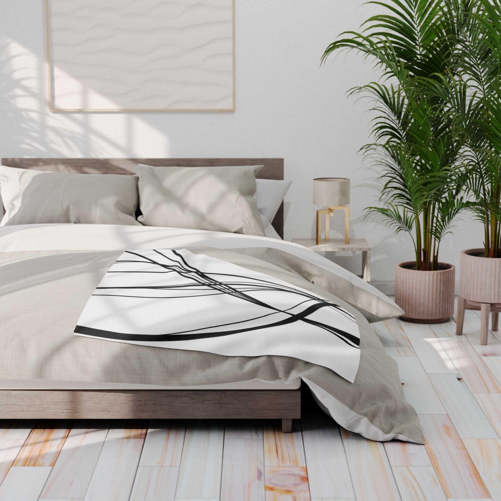 Curved Waves - Arctic Fleece Blanket