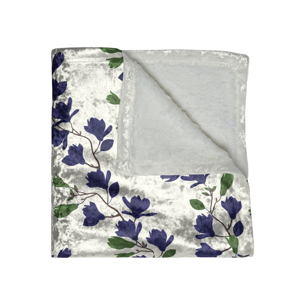 Indigo Magnolia - Crushed Velvet Blanket
