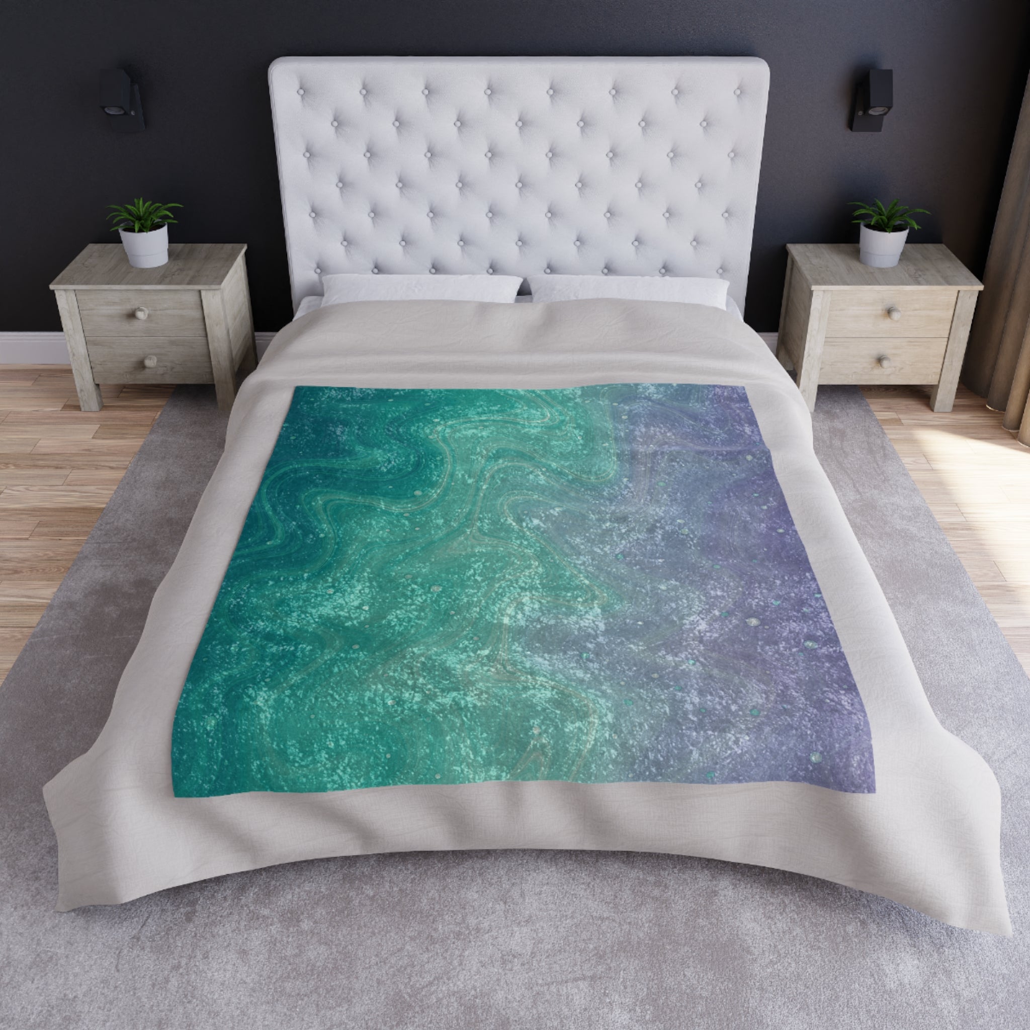 Aqua Dreamscape - Crushed Velvet Blanket
