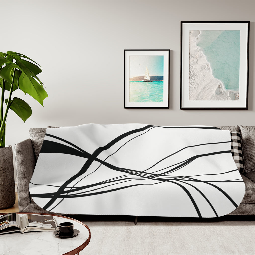 Curved Waves - Sherpa Fleece Blanket