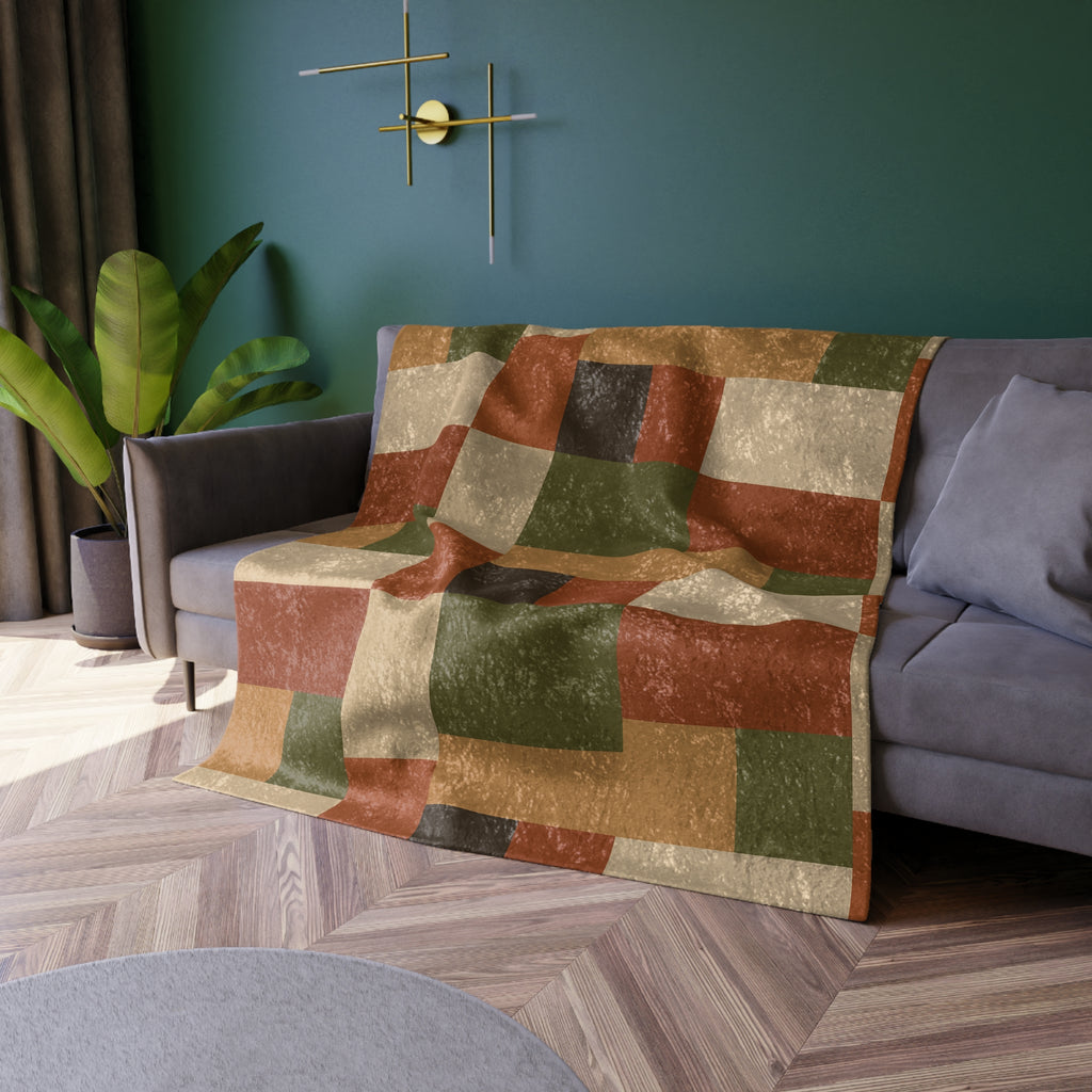 Patchwork Design - Crushed Velvet Blanket
