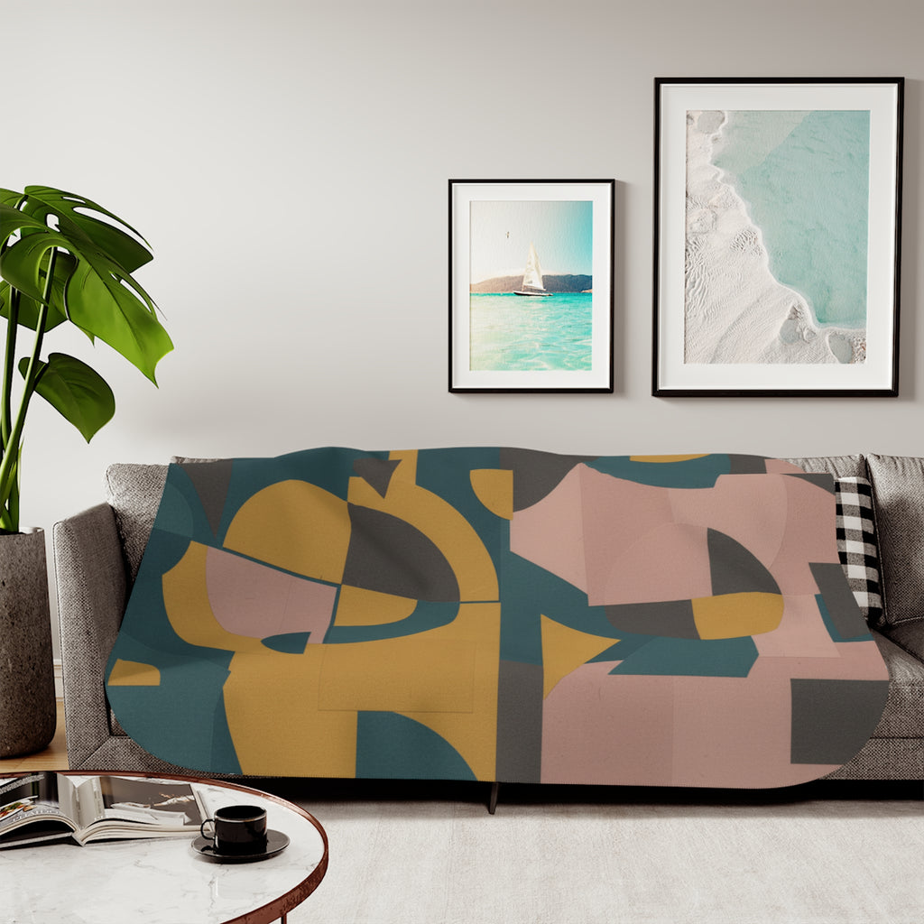 Muted Geometric - Sherpa Fleece Blanket