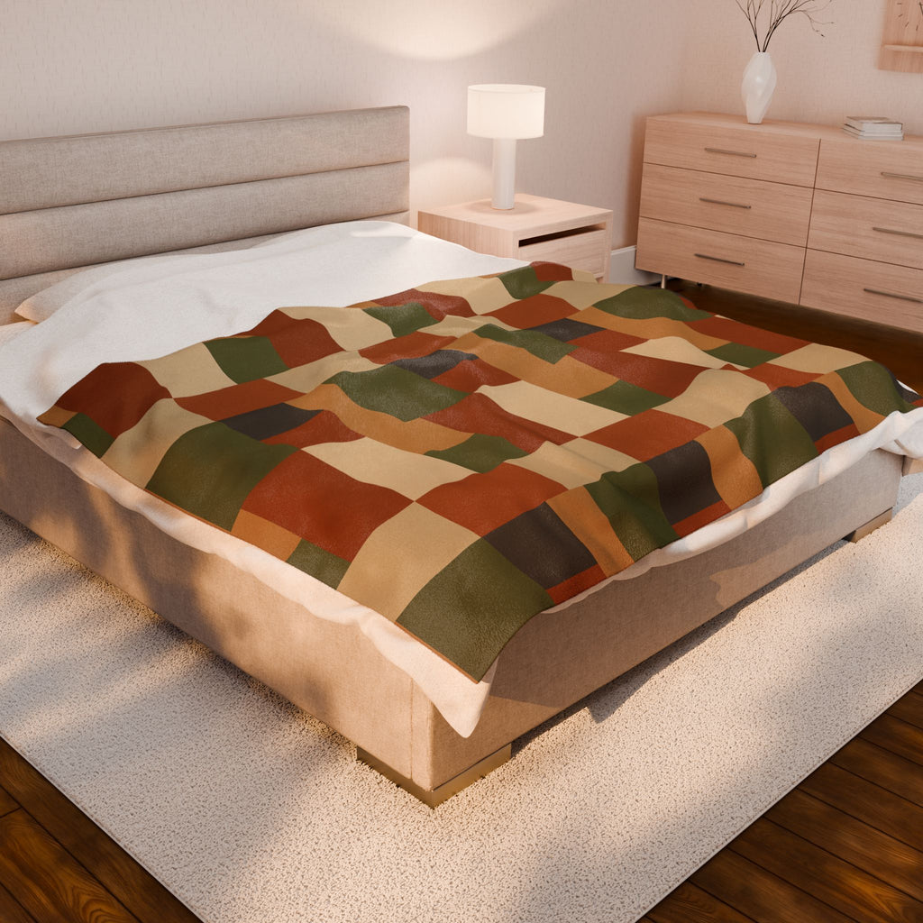 Patchwork Design - Velveteen Plush Blanket