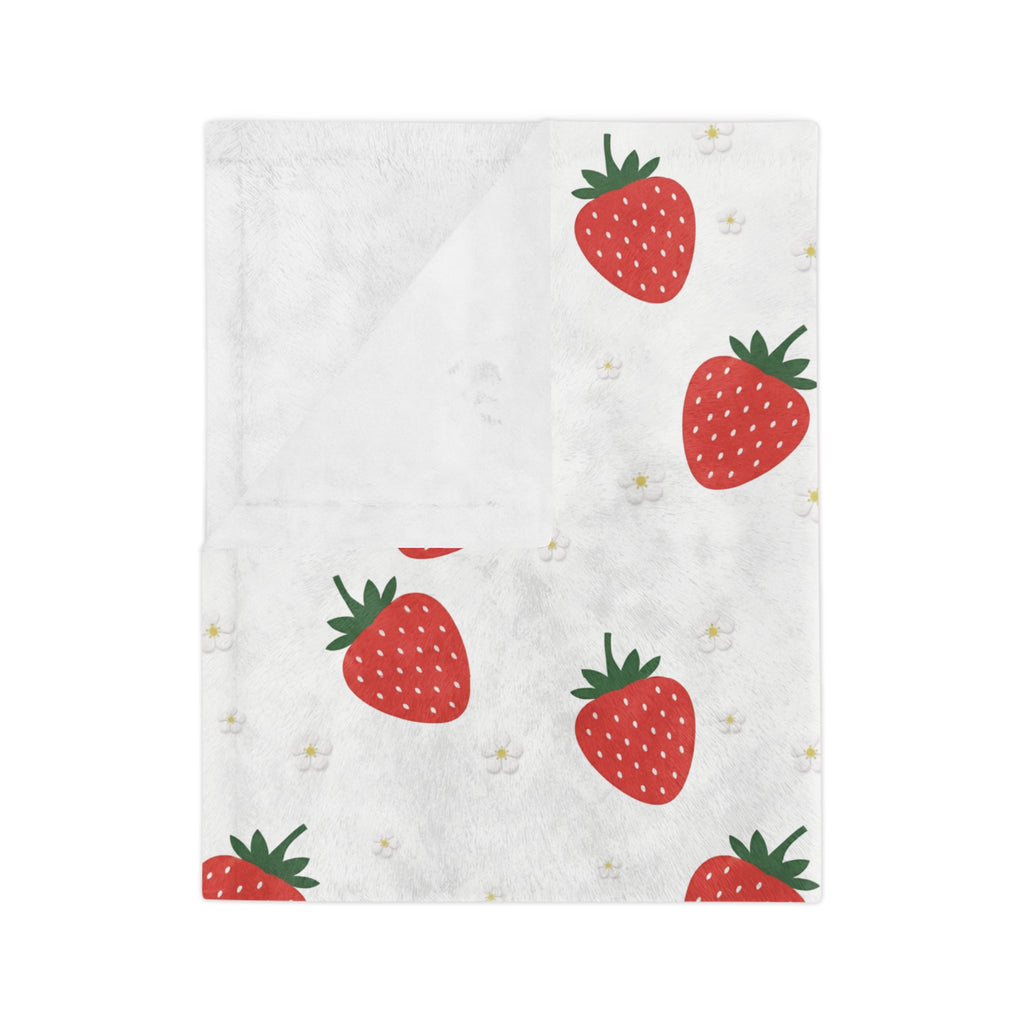 Strawberry Doodle - Velveteen Microfiber Blanket