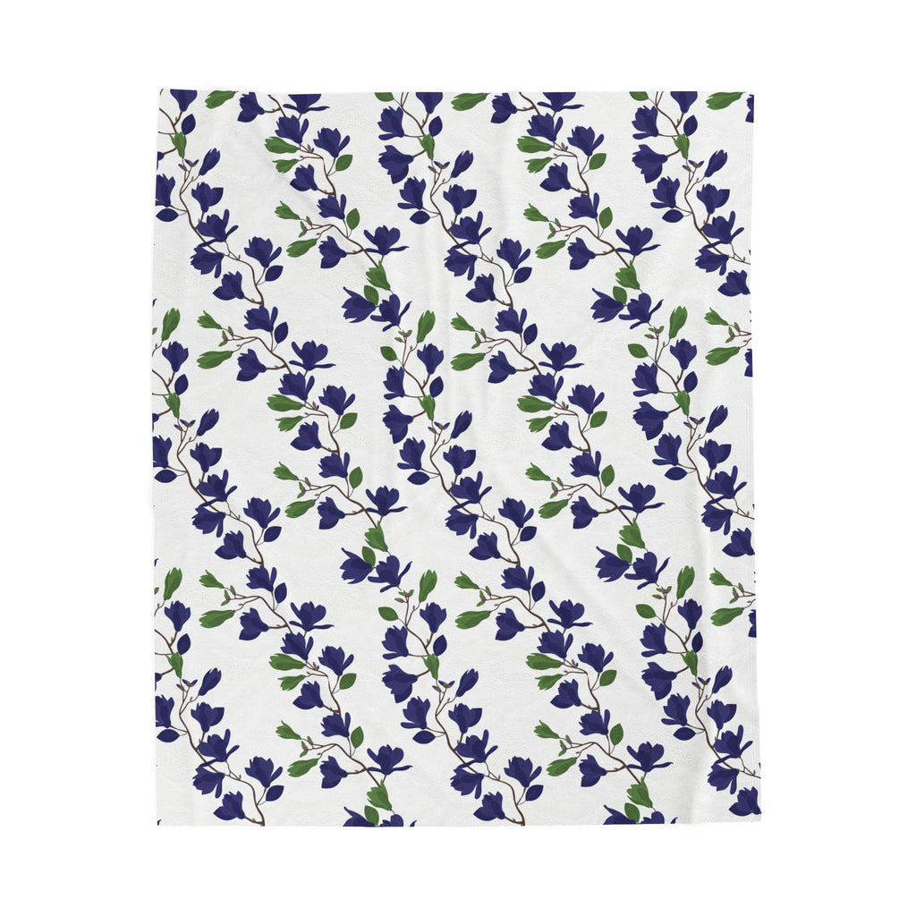 Indigo Magnolia - Velveteen Plush Blanket