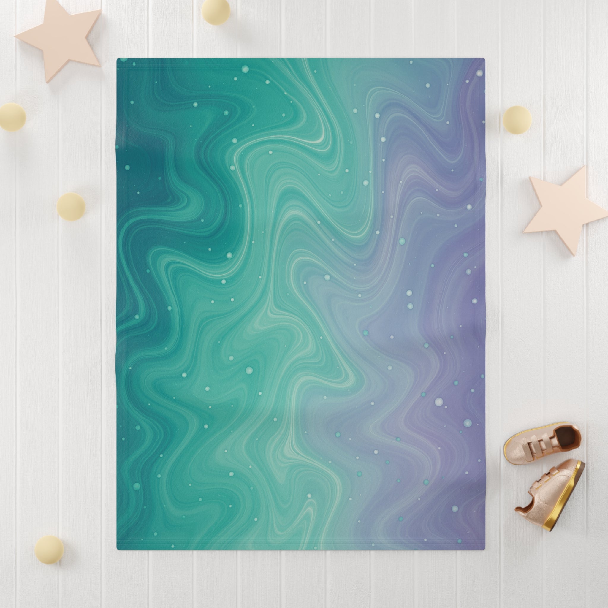 Aqua Dreamscape - Fleece Baby Blanket