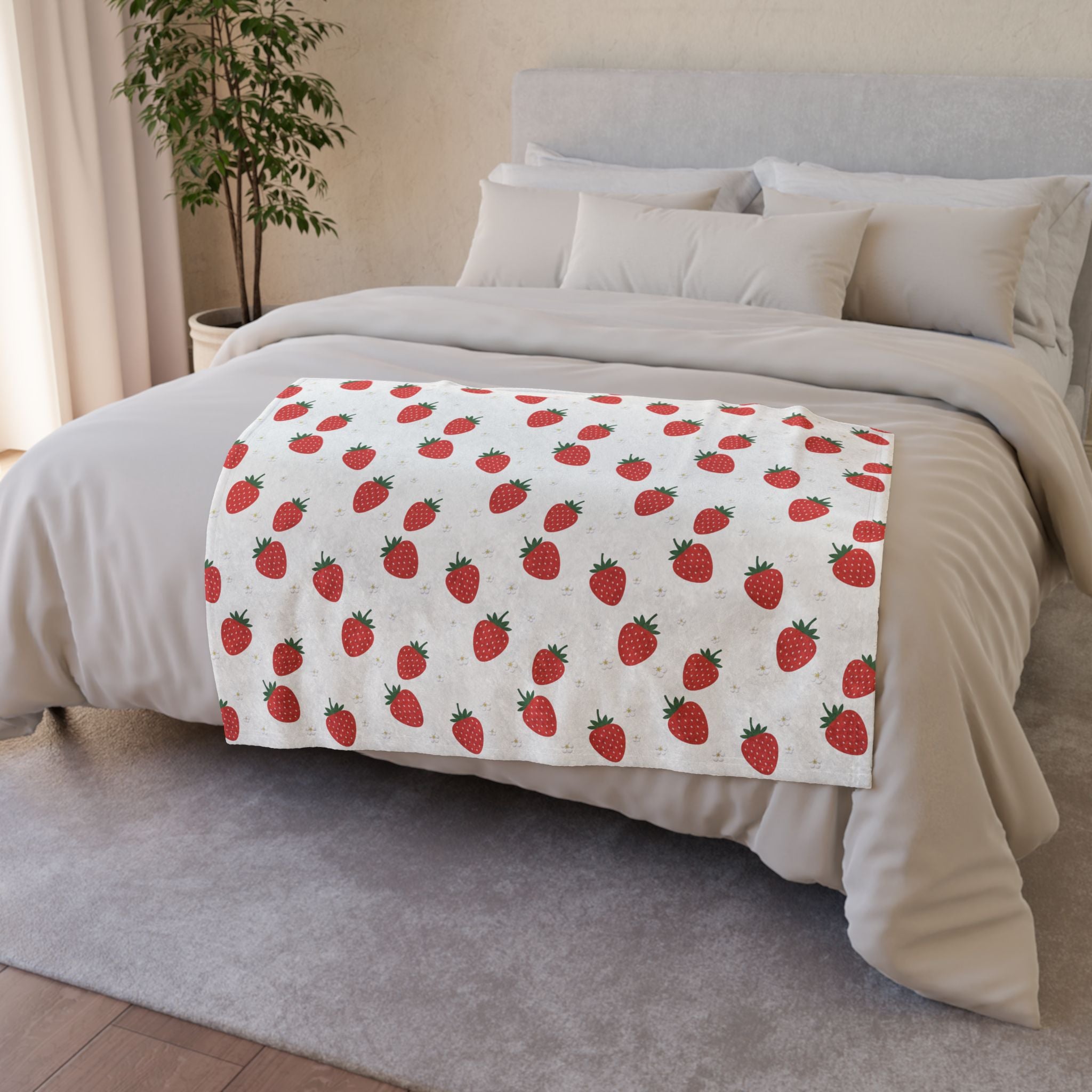 Strawberry Doodle - Soft Minky Blanket