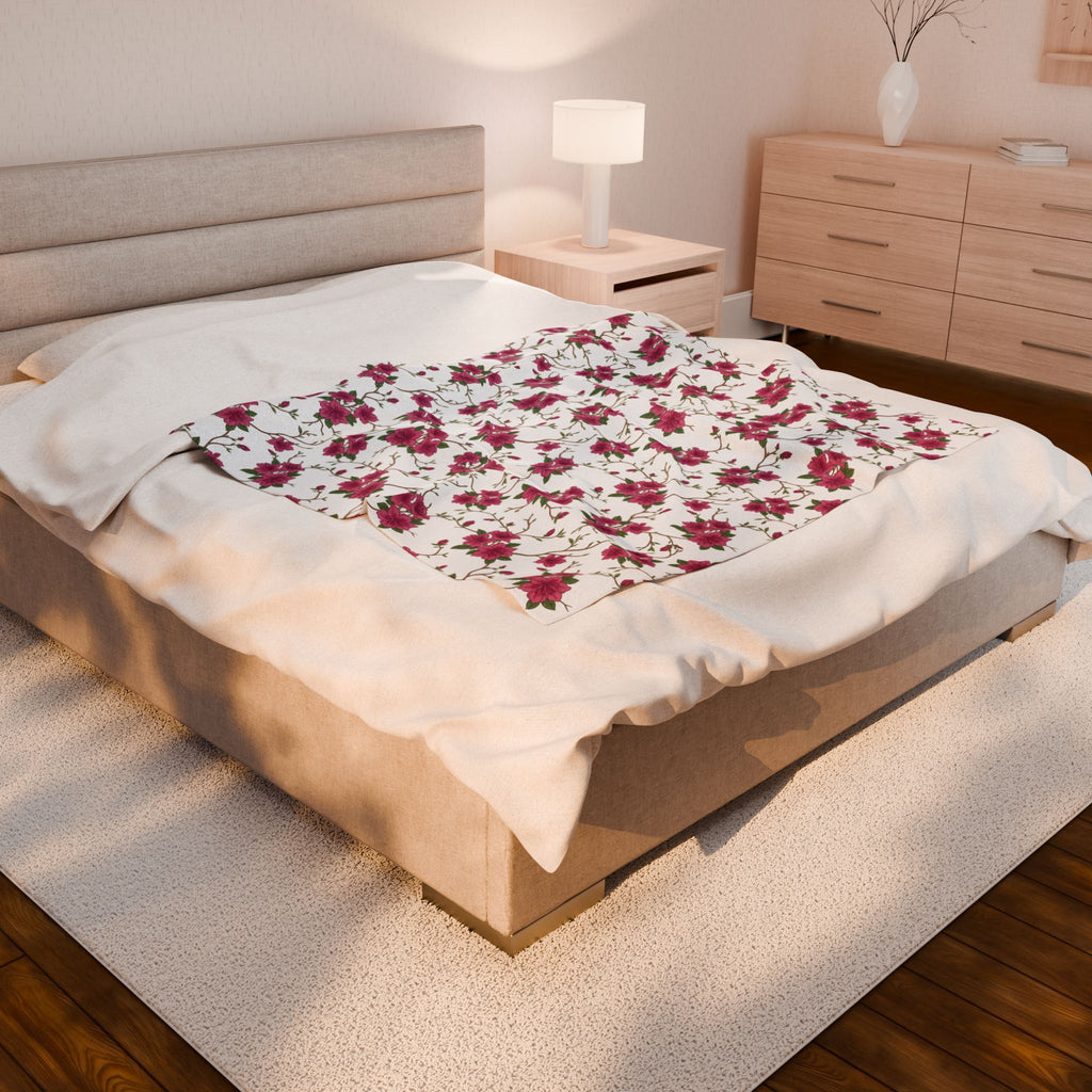 Azalea Floral - Velveteen Plush Blanket