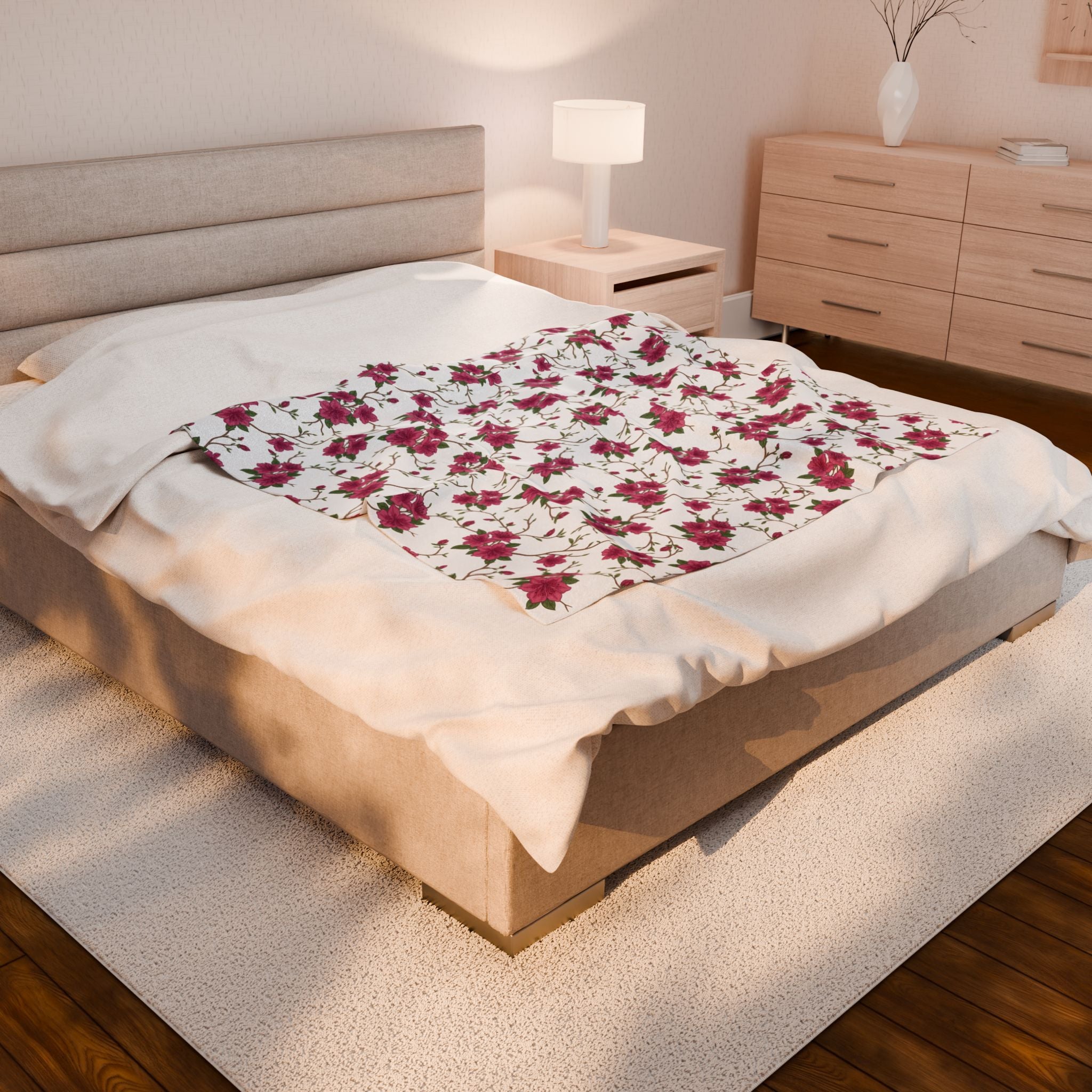 Azalea Floral - Velveteen Plush Blanket