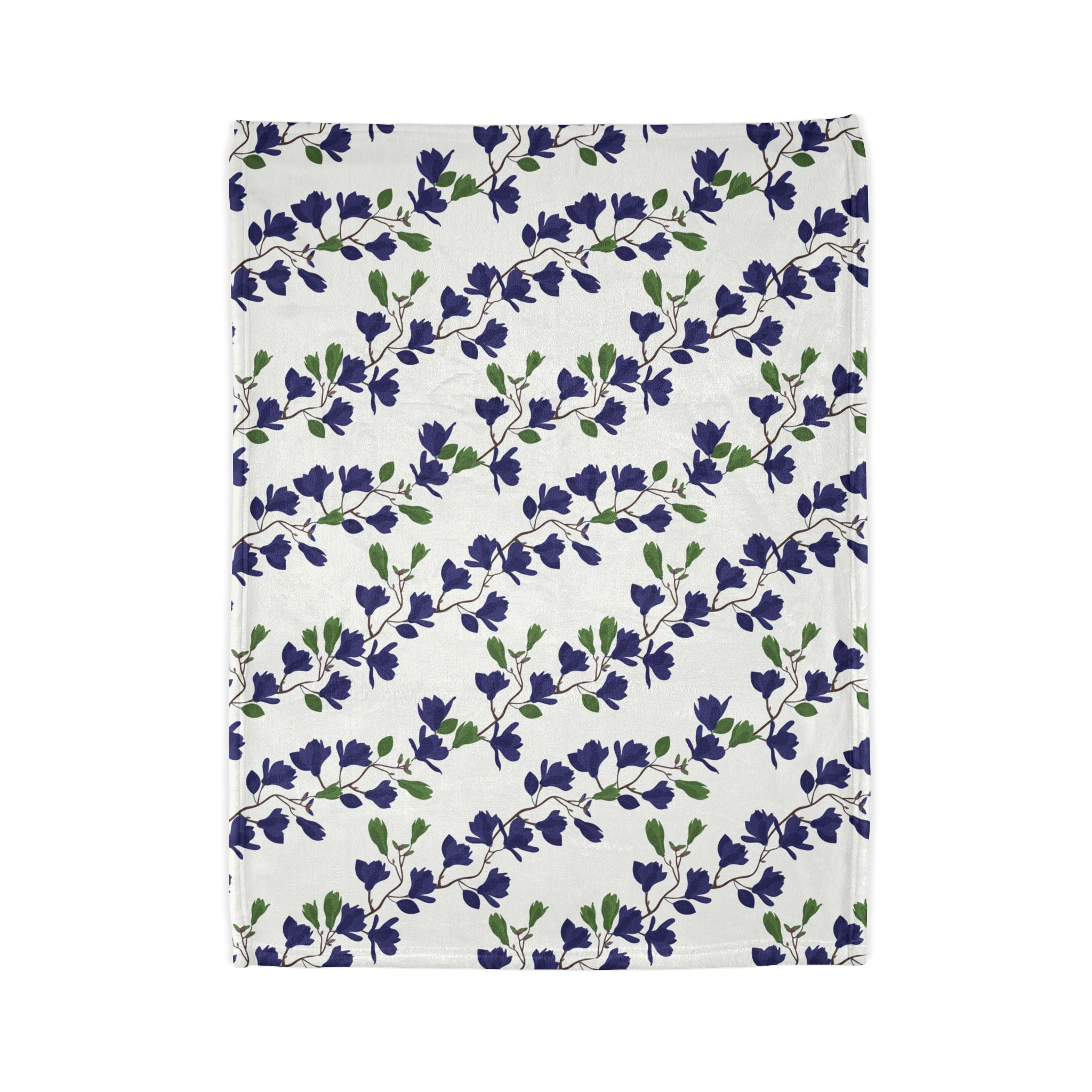Indigo Magnolia - Soft Minky Blanket