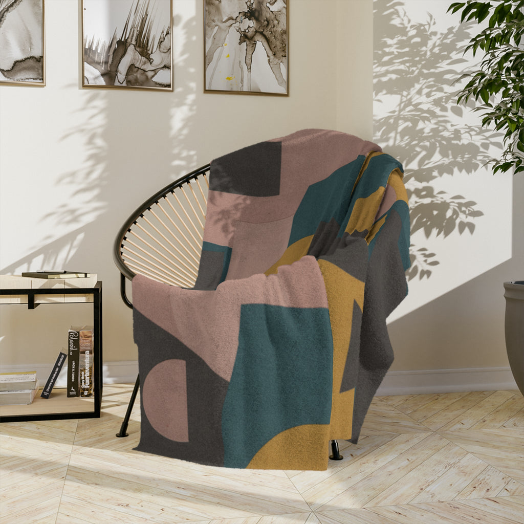 Muted Geometric - Velveteen Microfiber Blanket