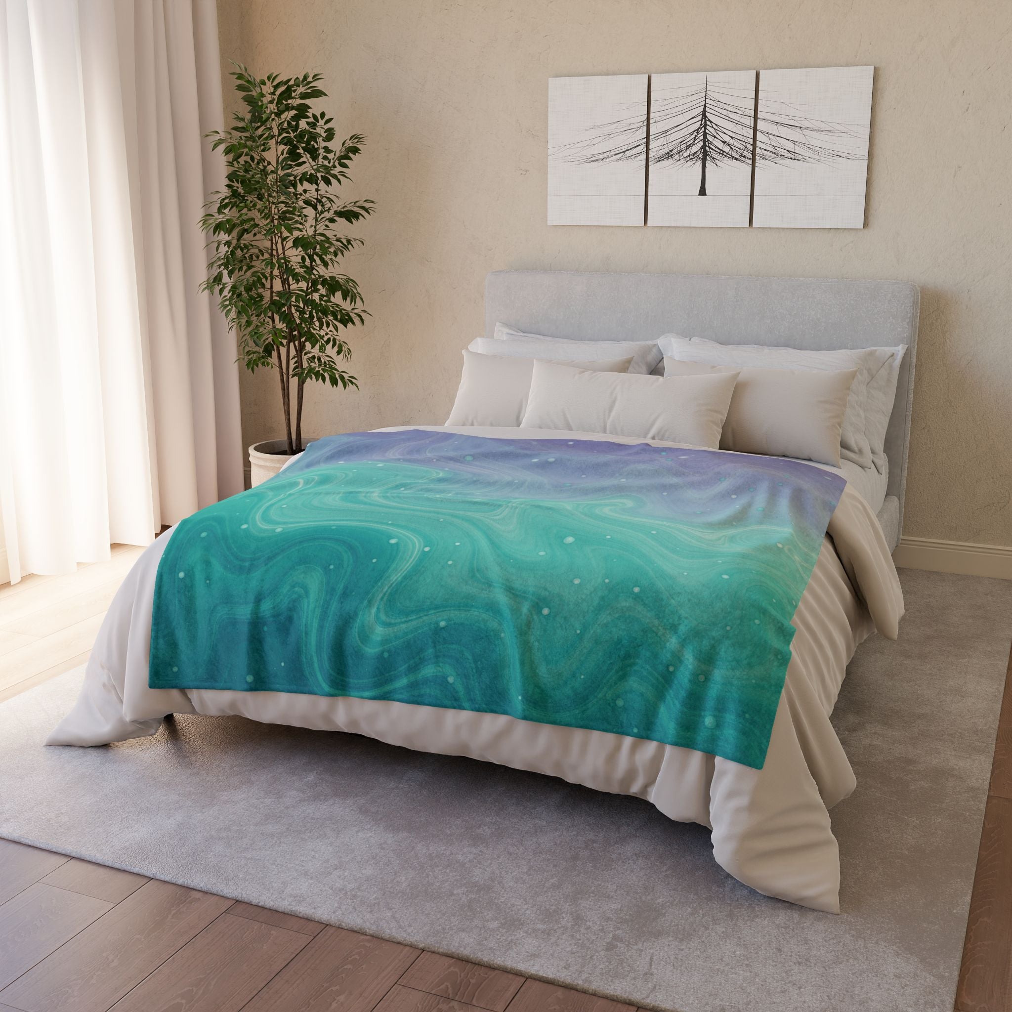 Aqua Dreamscape - Soft Minky Blanket