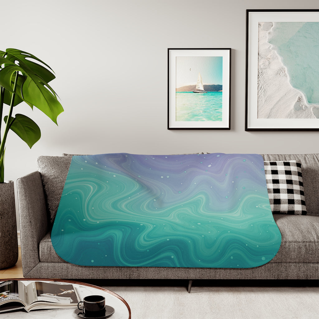 Aqua Dreamscape - Sherpa Fleece Blanket