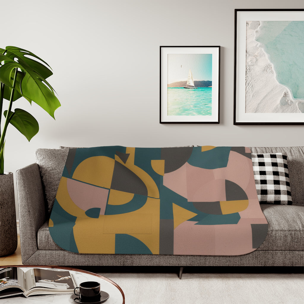 Muted Geometric - Sherpa Fleece Blanket