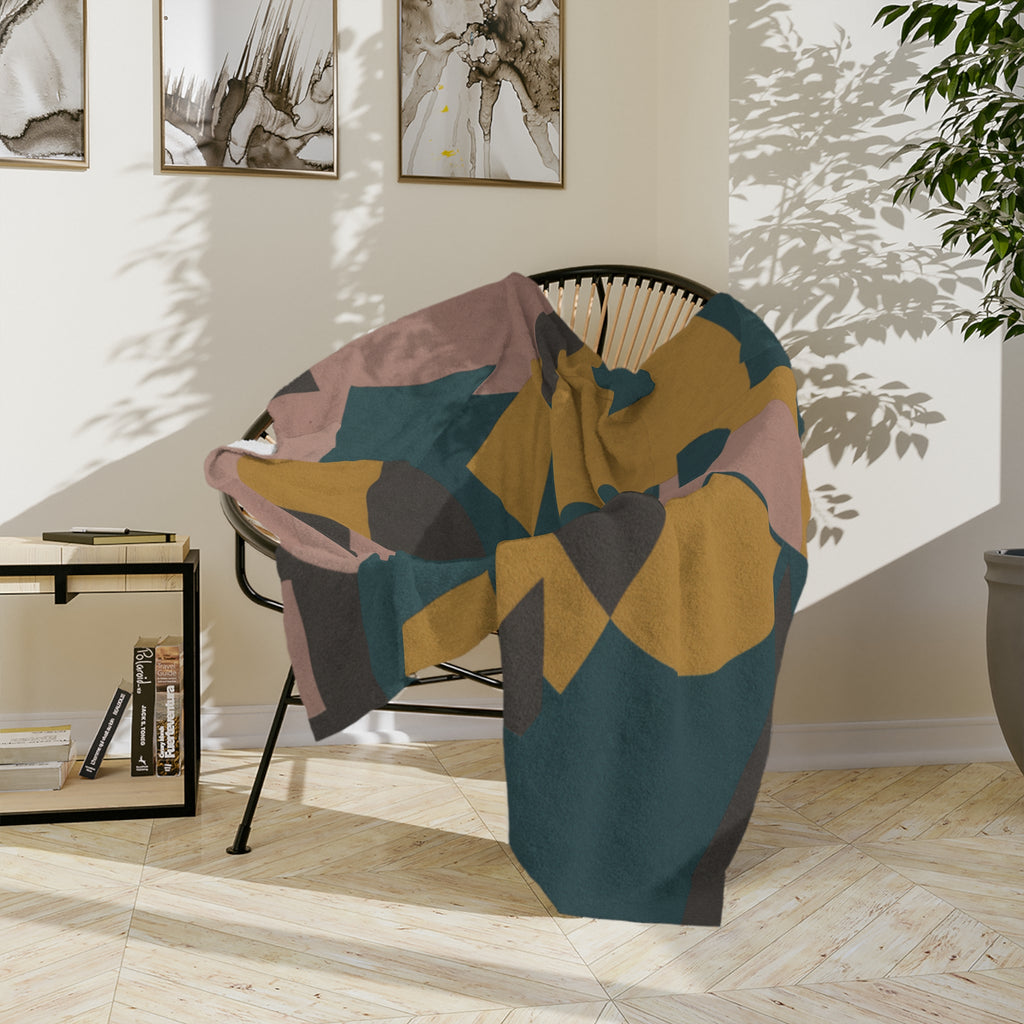 Muted Geometric - Velveteen Microfiber Blanket